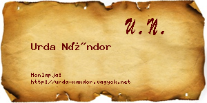 Urda Nándor névjegykártya